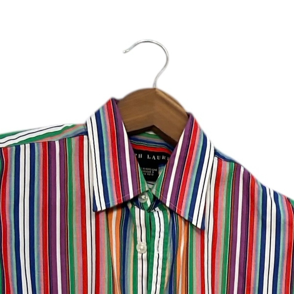 Ralph Lauren Black Label size 2 EUC Red and Green Striped Blouse - Picture 12 of 14